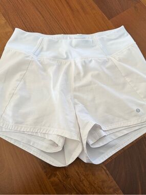 Women’s Athletic High-Waist White Workout Shorts
